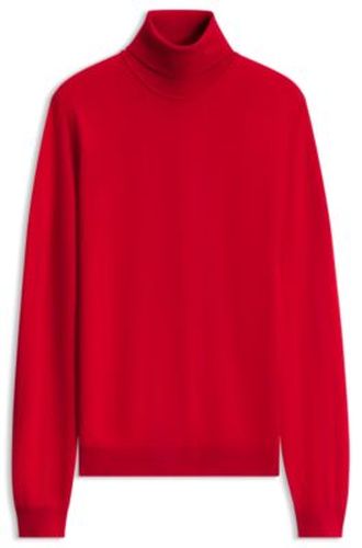 Pull à col roulé en laine mérinos avec logo brodé - HUGO - Modalova