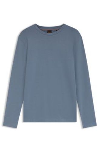 T-shirt en coton stretch à manches longues et logo imprimé - Boss - Modalova