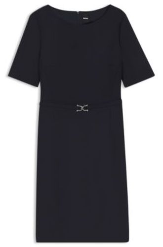 Robe en laine vierge avec ceinture à garnitures en métal - Boss - Modalova