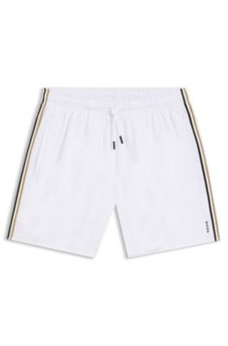 Short de bain avec rayures emblématiques et logo - Boss - Modalova