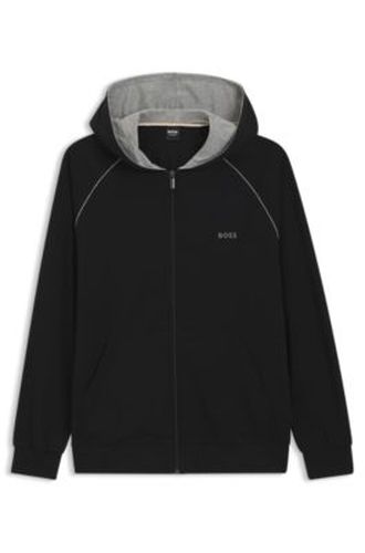 Sweat à capuche zippé en coton stretch - Boss - Modalova