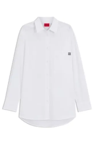 Chemisier Oversize en toile de coton avec logo brodé - HUGO - Modalova
