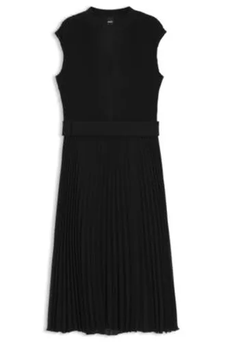 Robe plissée à col V - Boss - Modalova