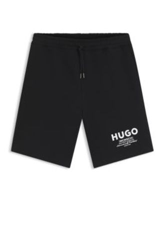 Short Loose en molleton de coton à logo imprimé - HUGO - Modalova