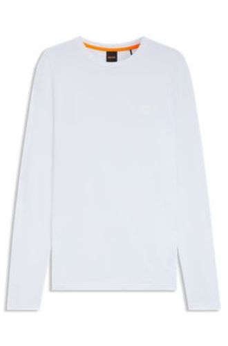 T-shirt à manches longues en coton avec écusson à logo - Boss - Modalova
