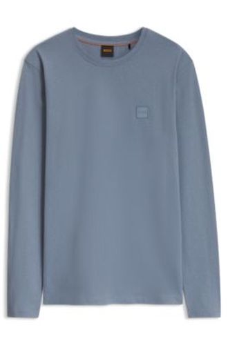 T-shirt à manches longues en coton avec écusson à logo - Boss - Modalova