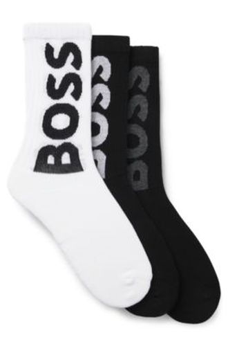 Lot de trois paires de chaussettes courtes à grands logos - Boss - Modalova