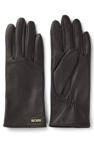 Gants en cuir adaptés aux écrans tactiles avec rivet à logo - Boss - Modalova