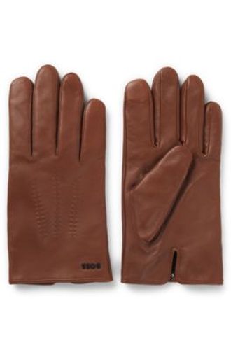 Gants en cuir doublés en laine mélangée avec logo - Boss - Modalova