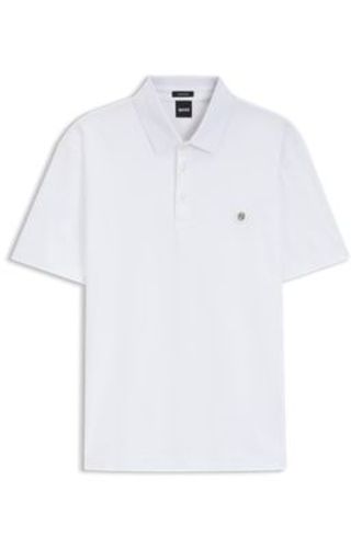 Polo en coton mercerisé à double monogramme - Boss - Modalova