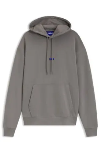 Sweat à capuche en molleton de coton avec étiquette logotée - HUGO - Modalova