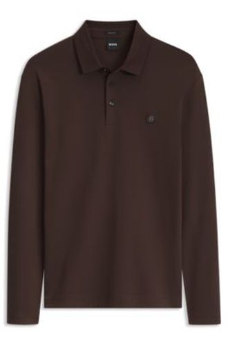 Polo en coton à manches longues avec monogramme Double B - Boss - Modalova