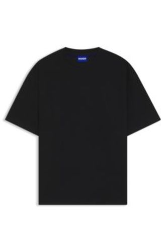 T-shirt en jersey de coton avec patch logoté bleu - HUGO - Modalova