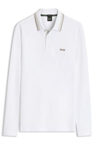 Polo à manches longues en piqué de coton - Boss - Modalova