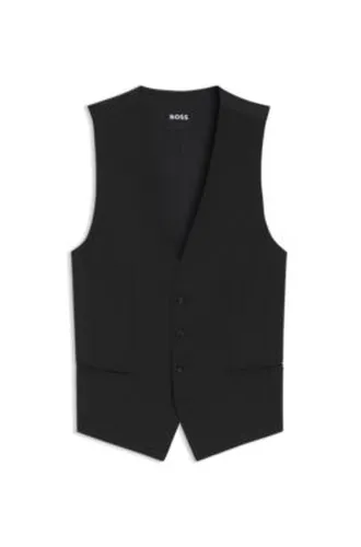 Gilet Slim en laine vierge à motif logo - Boss - Modalova