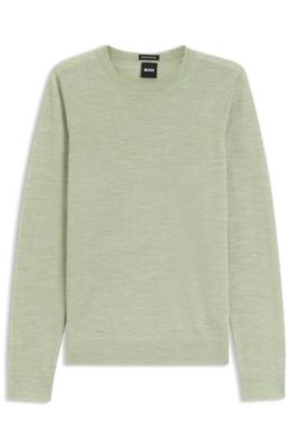 Pull Slim à col rond en laine mérinos - Boss - Modalova