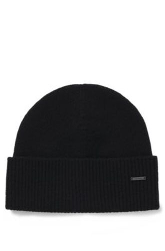 Bonnet en maille de cachemire avec plaquette logo métallique - Boss - Modalova