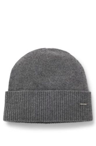 Bonnet en maille de cachemire avec plaquette logo métallique - Boss - Modalova