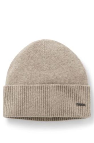 Bonnet en maille de cachemire avec plaquette logo métallique - Boss - Modalova