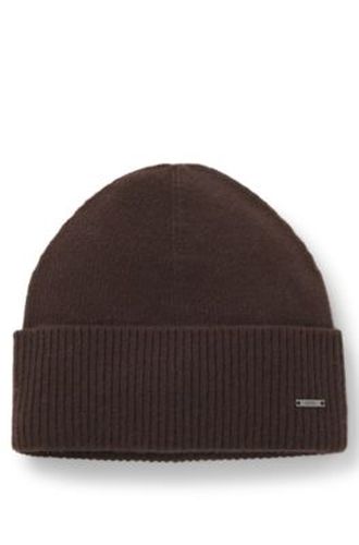 Bonnet en maille de cachemire avec plaquette logo métallique - Boss - Modalova