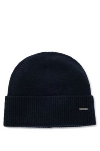 Bonnet en maille de cachemire avec plaquette logo métallique - Boss - Modalova