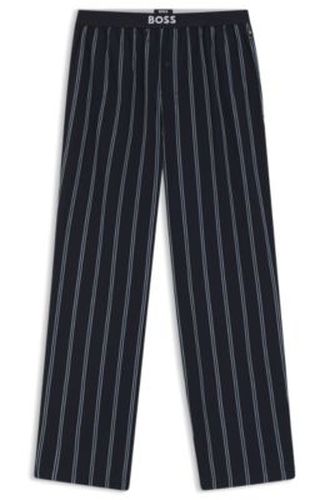 Bas de pyjama en popeline de coton à motif avec taille logotée - Boss - Modalova