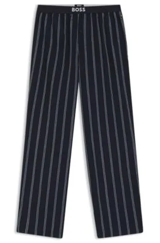 Bas de pyjama en popeline de coton à motif avec taille logotée - Boss - Modalova
