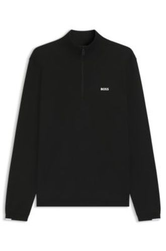 Pull en coton à encolure zippée et logo imprimé - Boss - Modalova