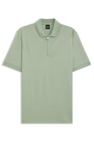 Polo en coton mélangé avec patte zippée - Boss - Modalova