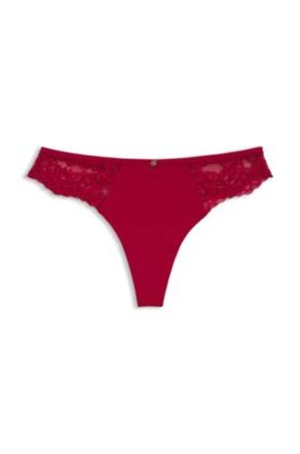 Slip en dentelle avec tulle plissé et bijou coloris or - Boss - Modalova