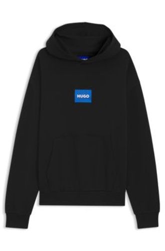 Sweat à capuche en molleton de coton avec logo bleu - HUGO - Modalova