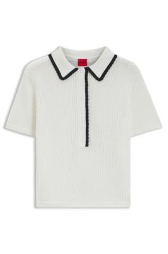 Pull en coton pointelle avec bordure festonnée - HUGO - Modalova