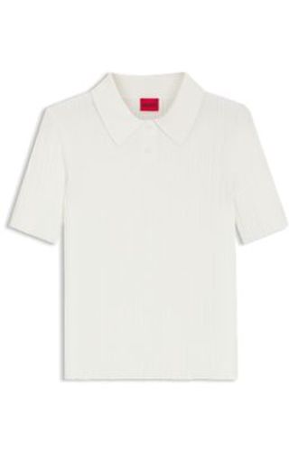 Pull Slim Fit côtelé à col polo - HUGO - Modalova