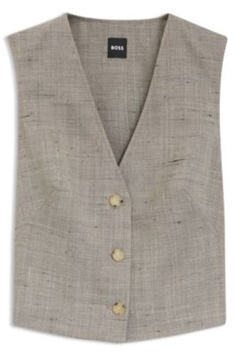 Gilet court en laine mélangée - Boss - Modalova