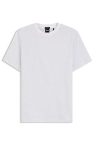 T-shirt en coton à motif jacquard - Boss - Modalova