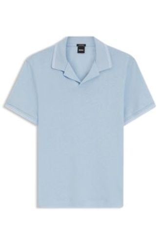 Polo en coton et lin à col Johnny - Boss - Modalova