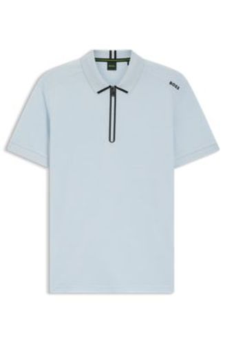 Polo en jacquard gaufré à encolure zippée - Boss - Modalova