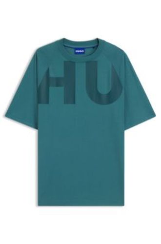 T-shirt Loose en jersey de coton avec logo couvrant le devant et le dos - HUGO - Modalova