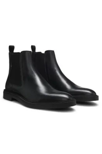 Bottines Chelsea en cuir lustré avec surpiqûre emblématique - Boss - Modalova