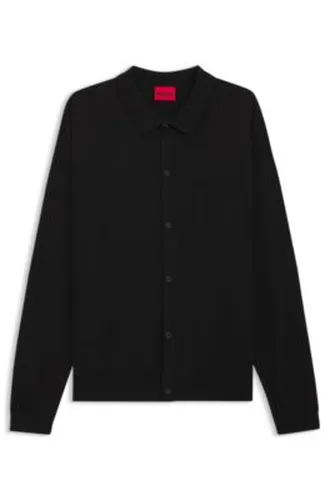 Veste en maille Regular avec finitions côtelées - HUGO - Modalova