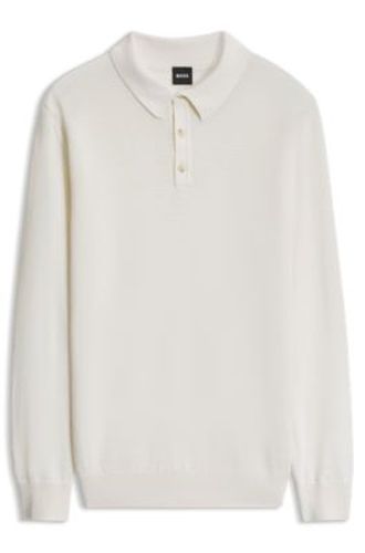 Polo en maille de laine mélangée avec différentes structures - Boss - Modalova