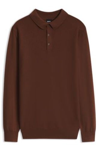 Polo en maille de laine mélangée avec différentes structures - Boss - Modalova