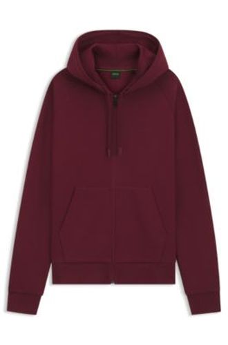 Sweat à capuche zippé en coton stretch avec logo en relief - Boss - Modalova