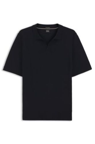Polo en maille de laine mérinos à col Johnny - Boss - Modalova