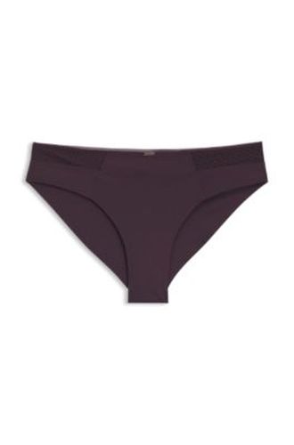 Slip taille basse avec plaquette dorée et dentelle monogramme - Boss - Modalova