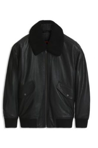 Veste aviateur Relaxed en cuir texturé - Boss - Modalova