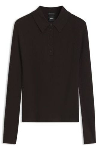 Pull ajusté en pure laine vierge à col polo - Boss - Modalova