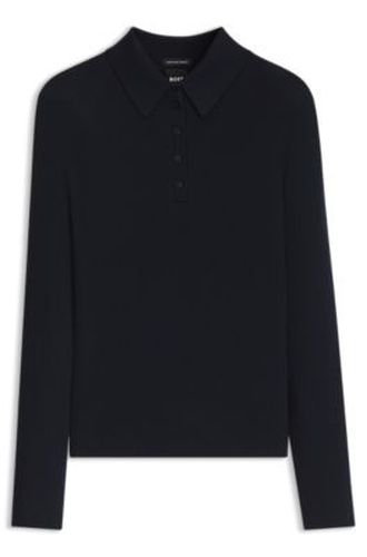 Pull ajusté en pure laine vierge à col polo - Boss - Modalova