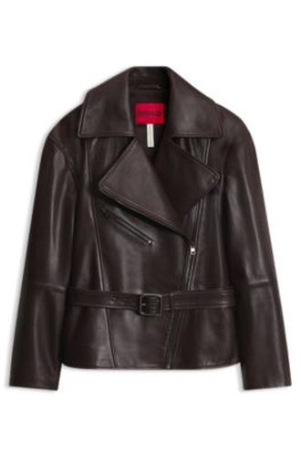 Veste Oversize en cuir nappa avec ceinture - HUGO - Modalova