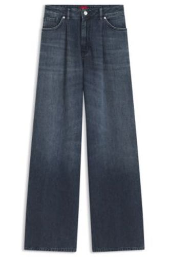 Jean Wide en denim bleu avec plis sur le devant - HUGO - Modalova